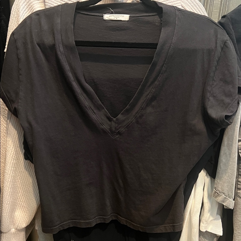 Perfect white tee - Black V-Neck Women's Top